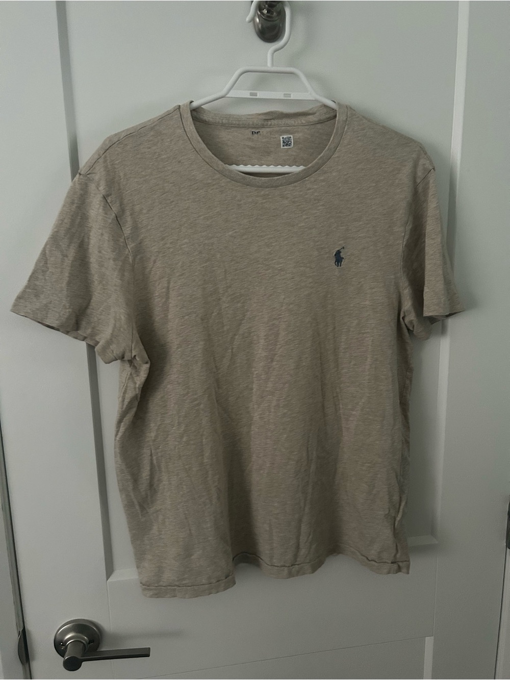 Ralph Lauren Men's Short-Sleeve Crew Tee in Light Khaki with Navy Pony